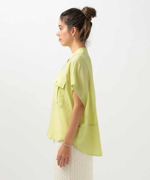 BAYFLOW（ベイフロー）の「[ショートとロングで選べる着丈]シアーワークシャツ（シャツ/ブラウス・レディース・ライトグリーン/チャコール/オレンジ/ラベンダー/イエロー/オフホワイト・SMALL/MEDIUM）」の21枚目の写真