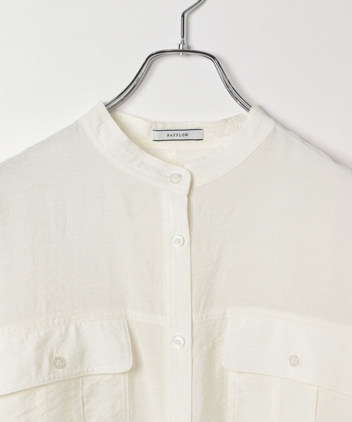 BAYFLOW（ベイフロー）の「[ショートとロングで選べる着丈]シアーワークシャツ（シャツ/ブラウス・レディース・ライトグリーン/チャコール/オレンジ/ラベンダー/イエロー/オフホワイト・SMALL/MEDIUM）」の18枚目の写真