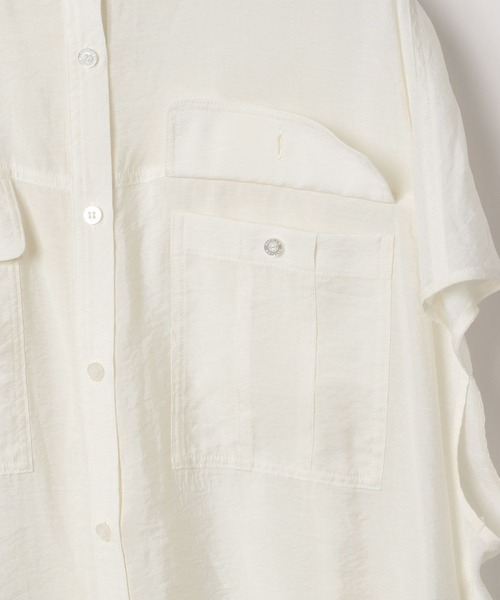 BAYFLOW（ベイフロー）の「[ショートとロングで選べる着丈]シアーワークシャツ（シャツ/ブラウス・レディース・ライトグリーン/チャコール/オレンジ/ラベンダー/イエロー/オフホワイト・SMALL/MEDIUM）」の15枚目の写真