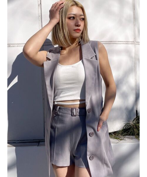 GYDA(ジェイダ)の「ベルト付きハイウエストショートパンツ【SETUP着用可】(その他パンツ・レディース・ベージュ/ブラック/グレー・FREE)」の5枚目の写真