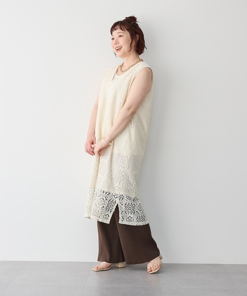 anyfee(エニフィー)の「【anyfee/エニフィー】レース編みノースリーブロングワンピース(ワンピース・レディース・ホワイト×ブラック/ブラック/アイボリー・5L/4L/3L/LL)」の13枚目の写真