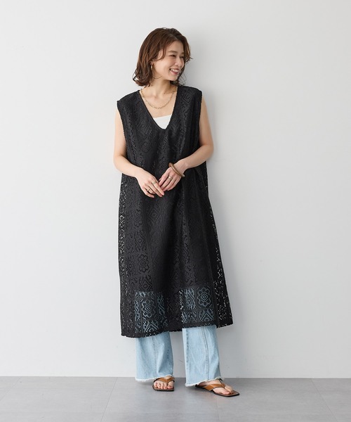 anyfee(エニフィー)の「【anyfee/エニフィー】レース編みノースリーブロングワンピース(ワンピース・レディース・ホワイト×ブラック/ブラック/アイボリー・5L/4L/3L/LL)」の18枚目の写真