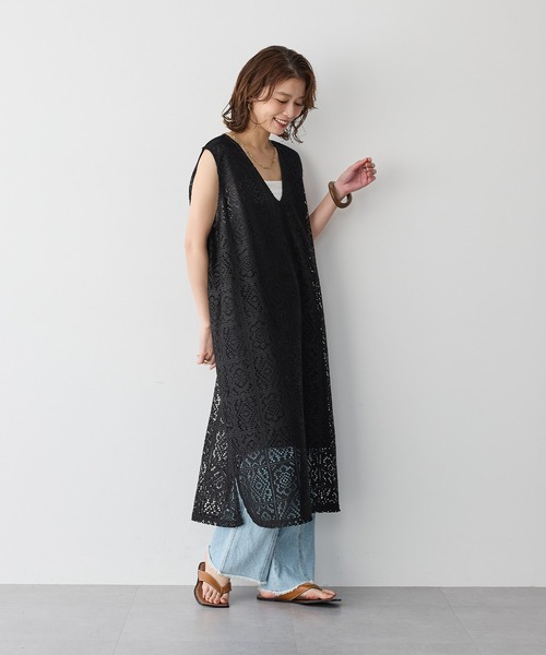 anyfee(エニフィー)の「【anyfee/エニフィー】レース編みノースリーブロングワンピース(ワンピース・レディース・ホワイト×ブラック/ブラック/アイボリー・5L/4L/3L/LL)」の19枚目の写真