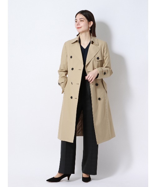 SUIT SQUARE(スーツスクエア)の「ロングトレンチコート 撥水 無地 キルティングライナー付き(トレンチコート・レディース・ベージュ系/ネイビー系・42(13号)/40(11号)/38(9号)/36(7号)/34(5号))」の10枚目の写真