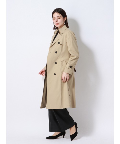 SUIT SQUARE(スーツスクエア)の「ロングトレンチコート 撥水 無地 キルティングライナー付き(トレンチコート・レディース・ベージュ系/ネイビー系・42(13号)/40(11号)/38(9号)/36(7号)/34(5号))」の9枚目の写真
