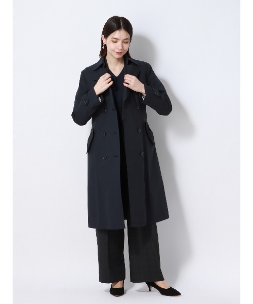 SUIT SQUARE(スーツスクエア)の「ロングトレンチコート 撥水 無地 キルティングライナー付き(トレンチコート・レディース・ベージュ系/ネイビー系・42(13号)/40(11号)/38(9号)/36(7号)/34(5号))」の21枚目の写真