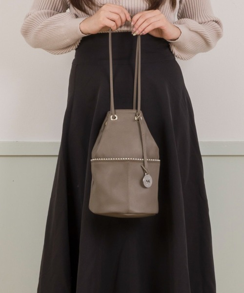 marco masi(マルコマージ)の「【MARCO MASI/マルコ・マージ】巾着 ショルダーバッグ バケツバッグ 本革(ショルダーバッグ・レディース・ブラック/シルバー/チャコールグレー・FREE)」の20枚目の写真