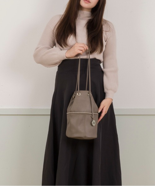 marco masi(マルコマージ)の「【MARCO MASI/マルコ・マージ】巾着 ショルダーバッグ バケツバッグ 本革(ショルダーバッグ・レディース・ブラック/シルバー/チャコールグレー・FREE)」の21枚目の写真