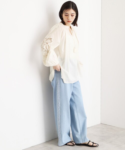 THE SHOP TK (ザ ショップ ティーケー )の「袖刺繍コットンブラウス【洗える】(シャツ/ブラウス・レディース・ブラック/カーキ/アイボリー・99)」の18枚目の写真