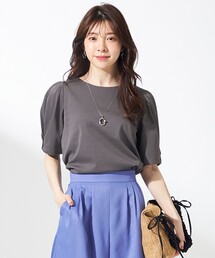 スーピマスムース 袖タック Tシャツ
