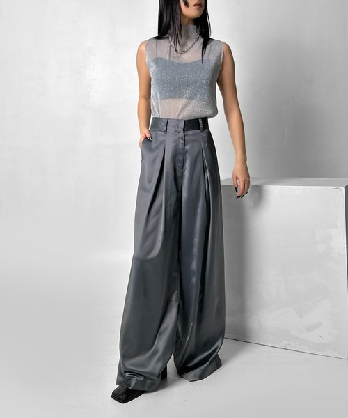 LVEU.】ハイネックラメシアーノースリーブトップス / トップス