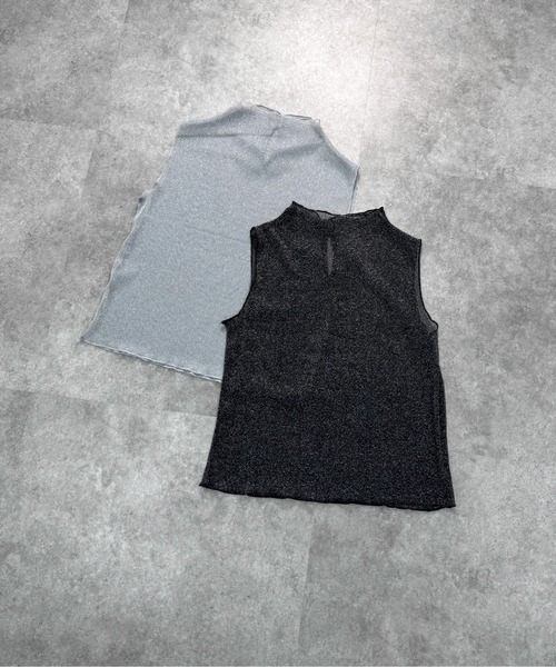 LVEU.(ラブユ.)の「【LVEU.】ハイネックラメシアーノースリーブトップス / トップス カットソー シアー メッシュ ラメ ノースリーブ ハイネック レイヤード インナー ブラック シルバー ZOZOTOWN限定(Tシャツ/カットソー・レディース・ブラック/シルバー・FREE)」の19枚目の写真