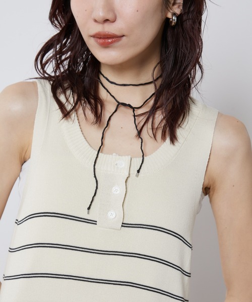 Auntie Rosa Holiday（アンティローザホリデー）の「ヘンリーネックニットロングワンピース（ワンピース・レディース・ブラック/ホワイト×ブラック/ブラック×ホワイト・FREE）」の20枚目の写真