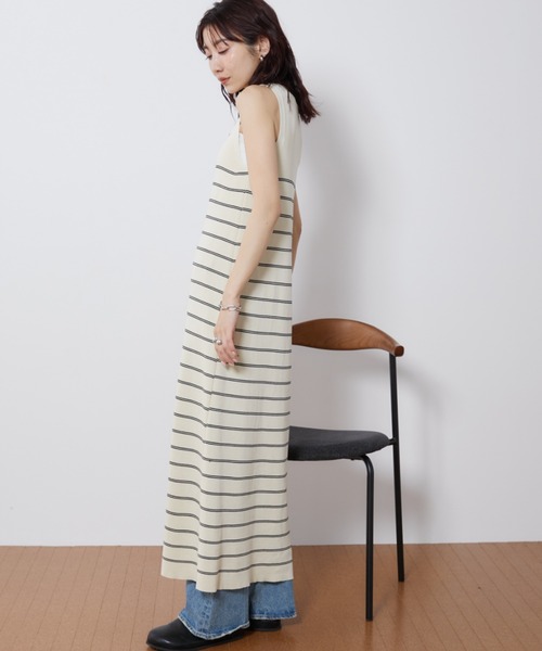 Auntie Rosa Holiday（アンティローザホリデー）の「ヘンリーネックニットロングワンピース（ワンピース・レディース・ブラック/ホワイト×ブラック/ブラック×ホワイト・FREE）」の15枚目の写真