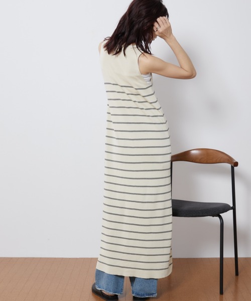 Auntie Rosa Holiday（アンティローザホリデー）の「ヘンリーネックニットロングワンピース（ワンピース・レディース・ブラック/ホワイト×ブラック/ブラック×ホワイト・FREE）」の16枚目の写真