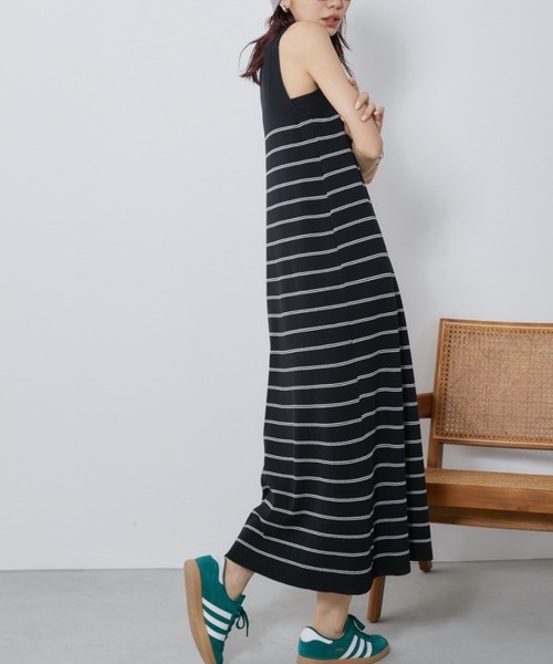 Auntie Rosa Holiday(アンティローザホリデー)の「ヘンリーネックニットロングワンピース(ワンピース・レディース・ブラック/ホワイト×ブラック/ブラック×ホワイト・FREE)」の12枚目の写真