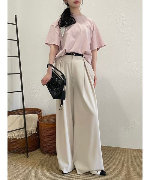 LILY BROWN(リリーブラウン)の「【ZOZO限定カラー】バックプリントオーバーTシャツ(Tシャツ/カットソー・レディース・ブラック/ライトグレー/ピンク/ベージュ・FREE)」の14枚目の写真