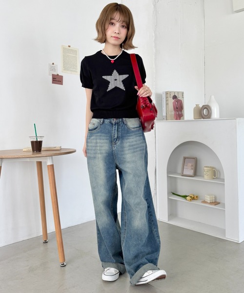 SOLLON.(ソルロン)の「スターモチーフ半袖チビトップス(Tシャツ/カットソー・レディース・レッド/ホワイト/ブラック・FREE)」の21枚目の写真