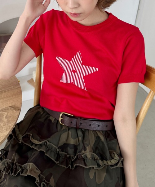 SOLLON.(ソルロン)の「スターモチーフ半袖チビトップス(Tシャツ/カットソー・レディース・レッド/ホワイト/ブラック・FREE)」の20枚目の写真