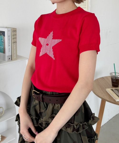 SOLLON.(ソルロン)の「スターモチーフ半袖チビトップス(Tシャツ/カットソー・レディース・レッド/ホワイト/ブラック・FREE)」の17枚目の写真