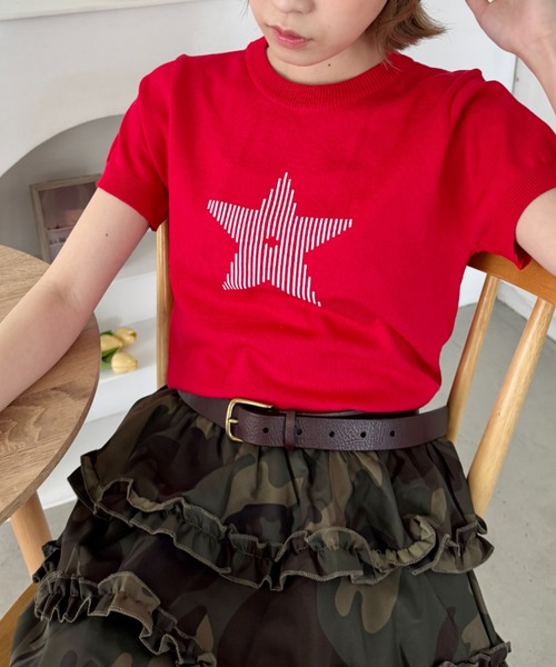 SOLLON.(ソルロン)の「スターモチーフ半袖チビトップス(Tシャツ/カットソー・レディース・レッド/ホワイト/ブラック・FREE)」の19枚目の写真