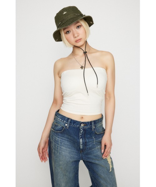 LAGUA GEM（ラグアジェム）の「CUP ベアトップ（チューブトップ・レディース・ホワイト/ブラック/杢グレー・FREE）」の5枚目の写真