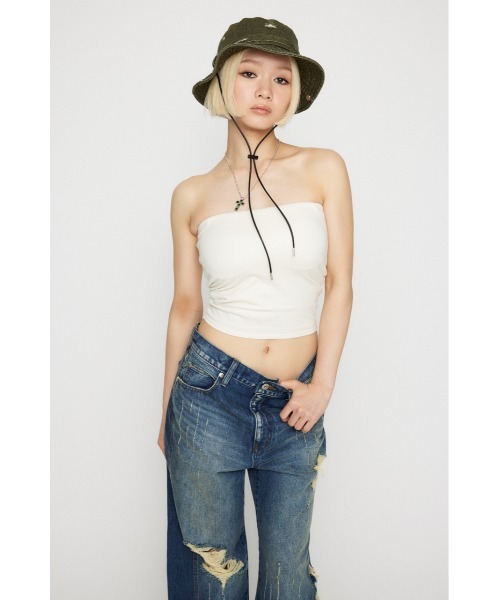 LAGUA GEM（ラグアジェム）の「CUP ベアトップ（チューブトップ・レディース・ホワイト/ブラック/杢グレー・FREE）」の6枚目の写真