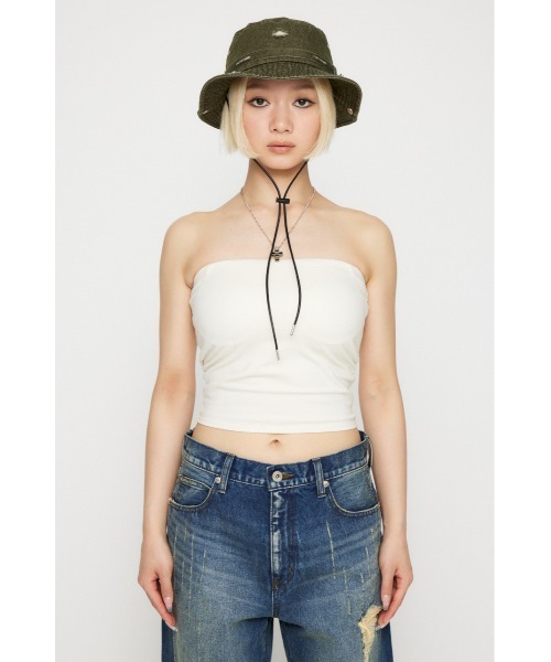 LAGUA GEM（ラグアジェム）の「CUP ベアトップ（チューブトップ・レディース・ホワイト/ブラック/杢グレー・FREE）」の4枚目の写真