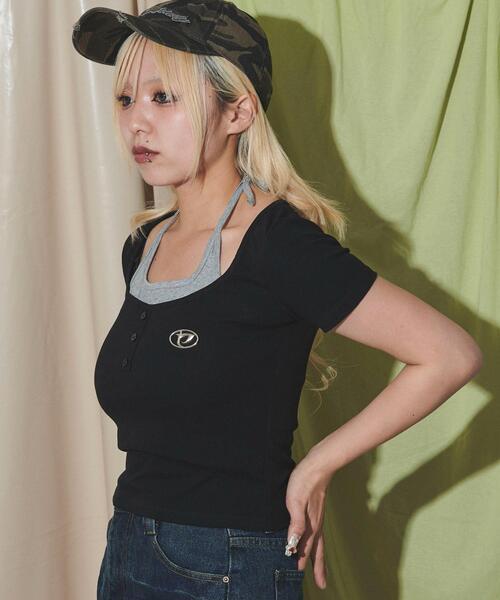 dispark(ディスパーク)の「DISPARK/メタルパッチレイヤードピチTOP(Tシャツ/カットソー・レディース・ブラック/ホワイト・FREE)」の11枚目の写真