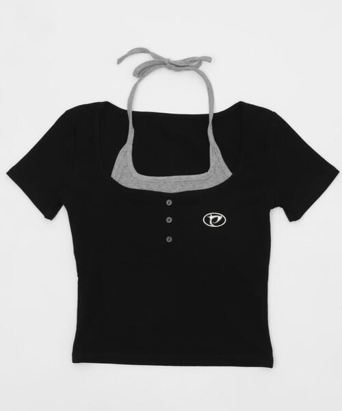 dispark(ディスパーク)の「DISPARK/メタルパッチレイヤードピチTOP(Tシャツ/カットソー・レディース・ブラック/ホワイト・FREE)」の15枚目の写真