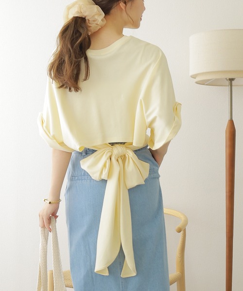 LAULEN(ローレン)の「back tie loose tee /バックリボンルーズtシャツ(Tシャツ/カットソー・レディース・グレー/イエロー/アイボリー・FREE)」の7枚目の写真