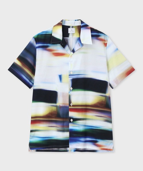 PS Paul Smith(ピーエスポールスミス)の「"Motion Blur" オープンカラーシャツ / 152312 695U(シャツ/ブラウス・メンズ・ホワイト/ネイビー・SMALL/MEDIUM/LARGE/X-LARGE/XX-LARGE)」の2枚目の写真