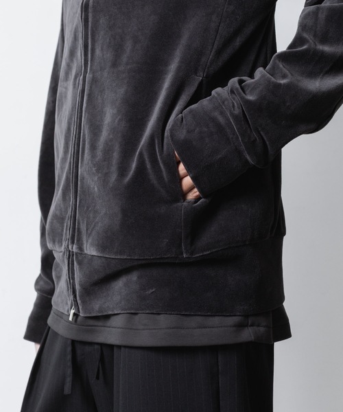ATTACHMENT（アタッチメント）の「CO/PE ベロア ジャージートラックジャケット/ CO/PE VELOR JERSEY TRACK JACKET（ブルゾン・メンズ・ダークグレー/ブラック・1/2/3）」の13枚目の写真