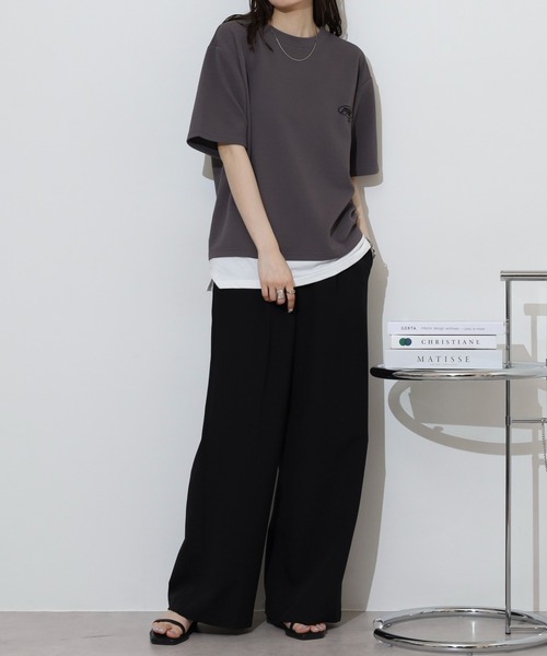 FUNALIVE(ファンアライブ)の「ジャガード レイヤード ワイド 半袖 Tシャツ(Tシャツ/カットソー・メンズ・ベージュ/グレー/ブラック/グレー系その他・L/LL/M)」の13枚目の写真