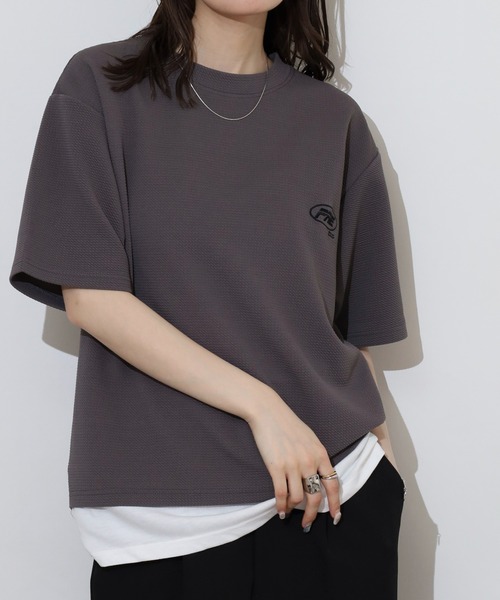 FUNALIVE(ファンアライブ)の「ジャガード レイヤード ワイド 半袖 Tシャツ(Tシャツ/カットソー・メンズ・ベージュ/グレー/ブラック/グレー系その他・L/LL/M)」の11枚目の写真