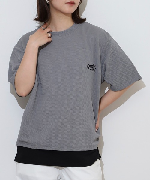 FUNALIVE(ファンアライブ)の「ジャガード レイヤード ワイド 半袖 Tシャツ(Tシャツ/カットソー・メンズ・ベージュ/グレー/ブラック/グレー系その他・L/LL/M)」の8枚目の写真