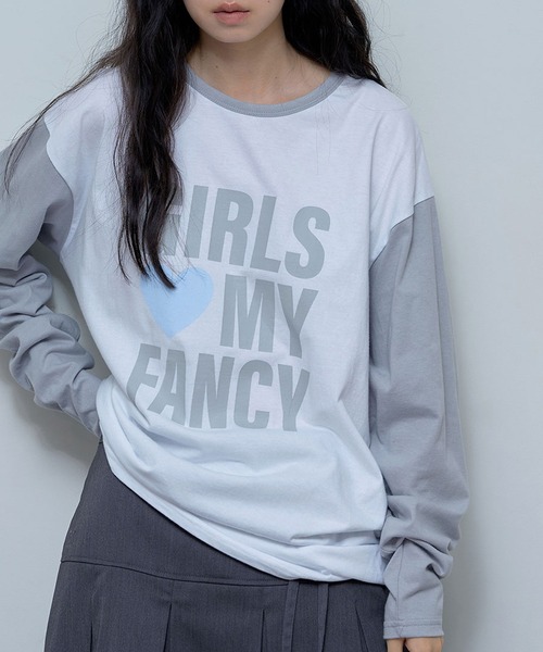 トップス [FANCY CLUB] GIRLS MY FANCY LONG SLEEVE GIRLS MY FANCY LONG SLEEVE (GRAY)_F24ZB068 - FANCY CLUB | 60
