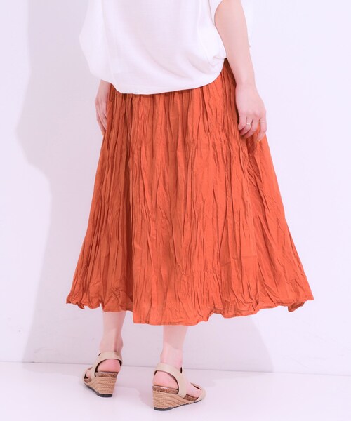 セール】ナチュラルなシワ加工が大人見え エアリーロングスカート