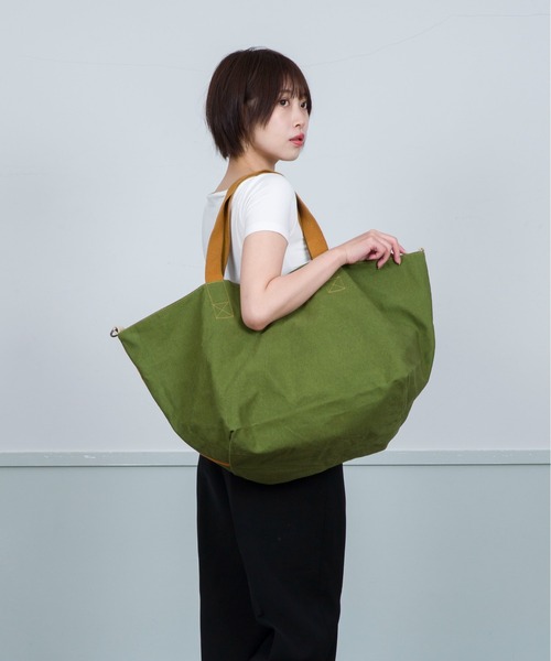 BENSIMON（ベンシモン）の「【BENSIMON】トートバッグ　ショルダーバッグ　大き目 ラージ ビッグ ユニセックス キャンバス　フランスブランド（ショルダーバッグ・レディース・カーキ・FREE）」の11枚目の写真