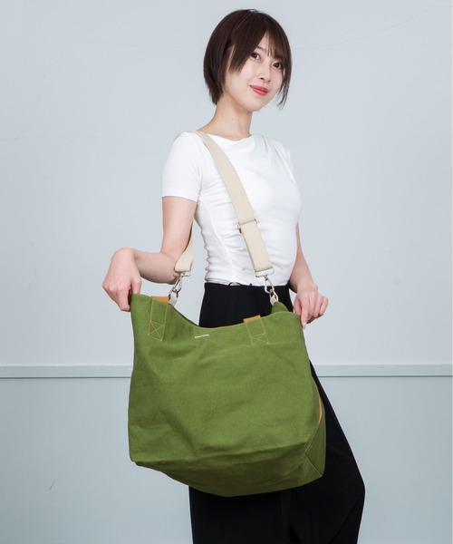 BENSIMON（ベンシモン）の「【BENSIMON】トートバッグ　ショルダーバッグ　大き目 ラージ ビッグ ユニセックス キャンバス　フランスブランド（ショルダーバッグ・レディース・カーキ・FREE）」の12枚目の写真