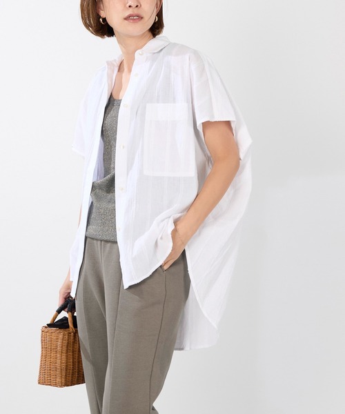 normment(ノーメント)の「【normment】ストライプジャガードブラウス-STRIPE JQD BLOUSE(シャツ/ブラウス・レディース・ブラック/ホワイト・FREE)」の4枚目の写真
