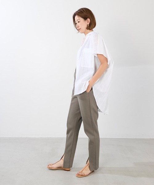 normment(ノーメント)の「【normment】ストライプジャガードブラウス-STRIPE JQD BLOUSE(シャツ/ブラウス・レディース・ブラック/ホワイト・FREE)」の5枚目の写真