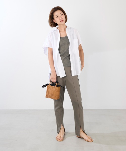 normment(ノーメント)の「【normment】ストライプジャガードブラウス-STRIPE JQD BLOUSE(シャツ/ブラウス・レディース・ブラック/ホワイト・FREE)」の6枚目の写真