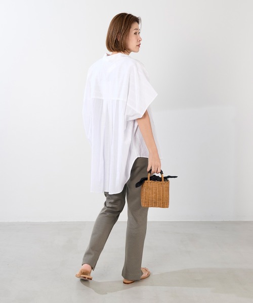 normment(ノーメント)の「【normment】ストライプジャガードブラウス-STRIPE JQD BLOUSE(シャツ/ブラウス・レディース・ブラック/ホワイト・FREE)」の7枚目の写真