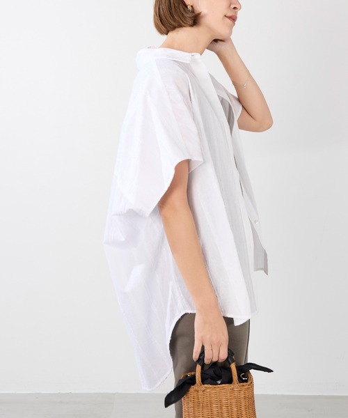 normment(ノーメント)の「【normment】ストライプジャガードブラウス-STRIPE JQD BLOUSE(シャツ/ブラウス・レディース・ブラック/ホワイト・FREE)」の8枚目の写真