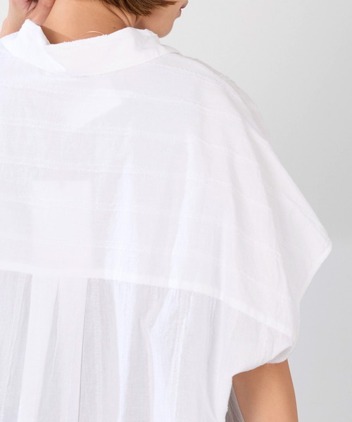 normment(ノーメント)の「【normment】ストライプジャガードブラウス-STRIPE JQD BLOUSE(シャツ/ブラウス・レディース・ブラック/ホワイト・FREE)」の9枚目の写真