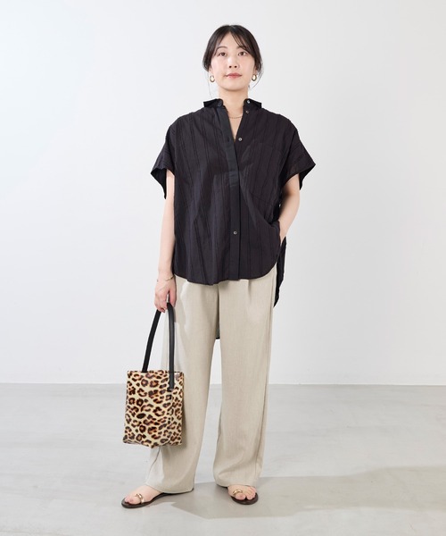 normment(ノーメント)の「【normment】ストライプジャガードブラウス-STRIPE JQD BLOUSE(シャツ/ブラウス・レディース・ブラック/ホワイト・FREE)」の12枚目の写真