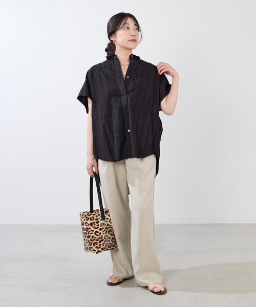 normment(ノーメント)の「【normment】ストライプジャガードブラウス-STRIPE JQD BLOUSE(シャツ/ブラウス・レディース・ブラック/ホワイト・FREE)」の13枚目の写真