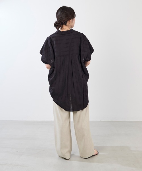 normment(ノーメント)の「【normment】ストライプジャガードブラウス-STRIPE JQD BLOUSE(シャツ/ブラウス・レディース・ブラック/ホワイト・FREE)」の15枚目の写真