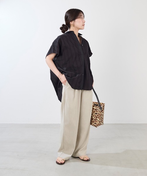 normment(ノーメント)の「【normment】ストライプジャガードブラウス-STRIPE JQD BLOUSE(シャツ/ブラウス・レディース・ブラック/ホワイト・FREE)」の16枚目の写真
